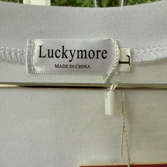 Lucky more White V-Neck Short Sleeve Tee. Size L. NWT - Picture 4 of 4